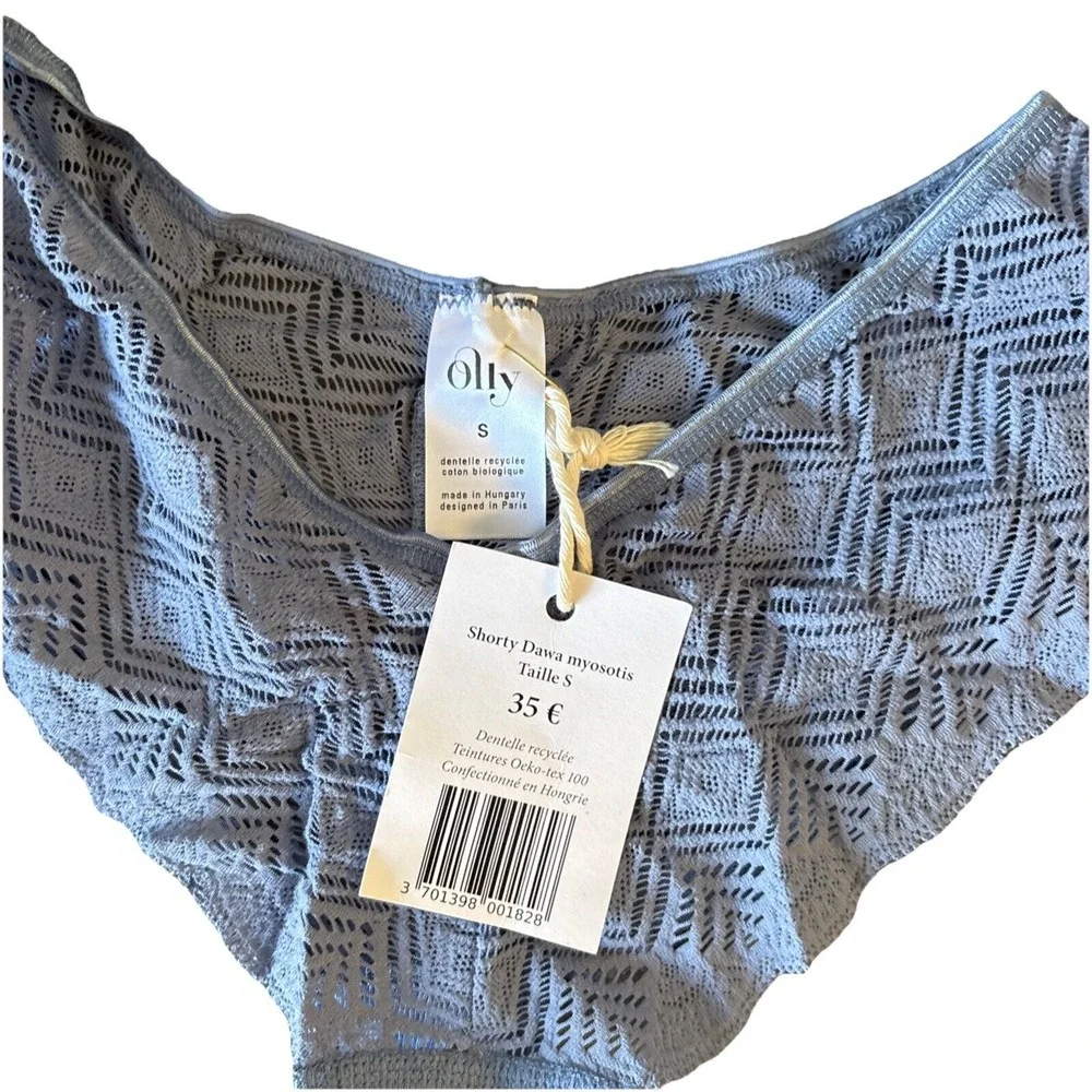 Olly Lingerie Bra Set Dawa Brazilian Shorty Shorts Bustier‎ Blue Size Small